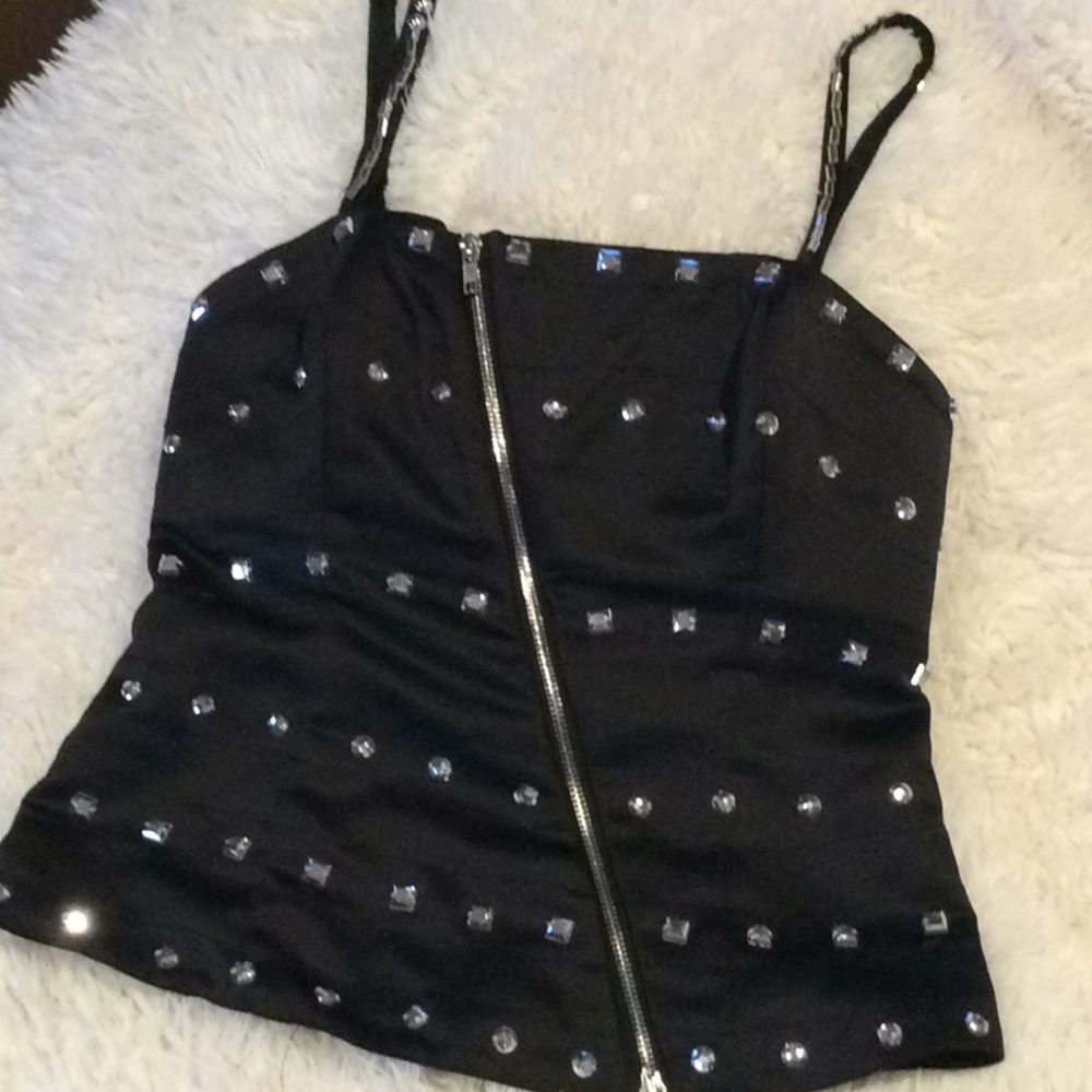 Black studded spaghetti straps top